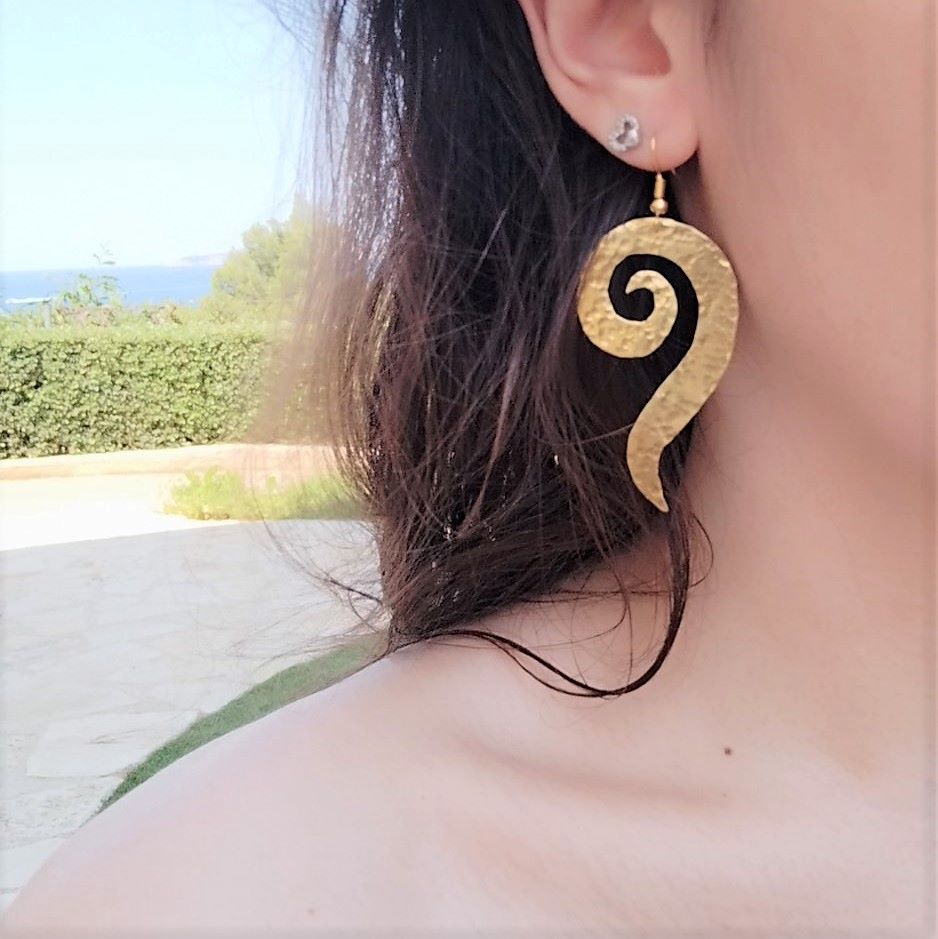 Golden Spiral-Χειροποίητα ορειχάλκινα σφυρήλατα σκουλαρίκια - Image 3