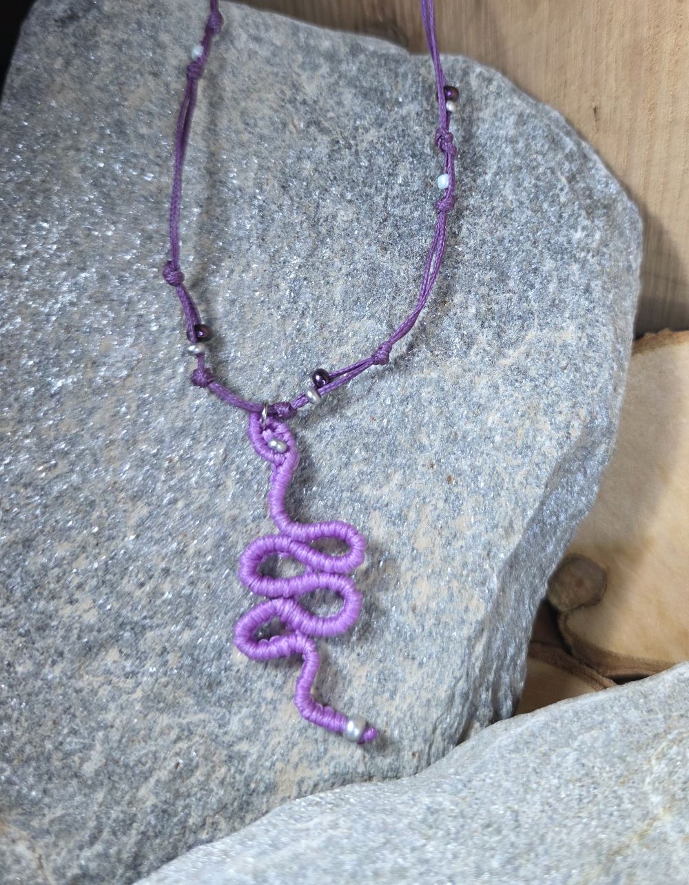 Μακραμε χειροποίητο κολιέ φίδι σε πολλά χρώματα - Image 5