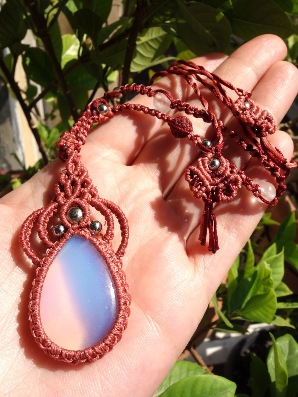 Opal Tear- Xειροποίητο μακραμε κολιέ με οπάλιο δάκρυ - Image 3