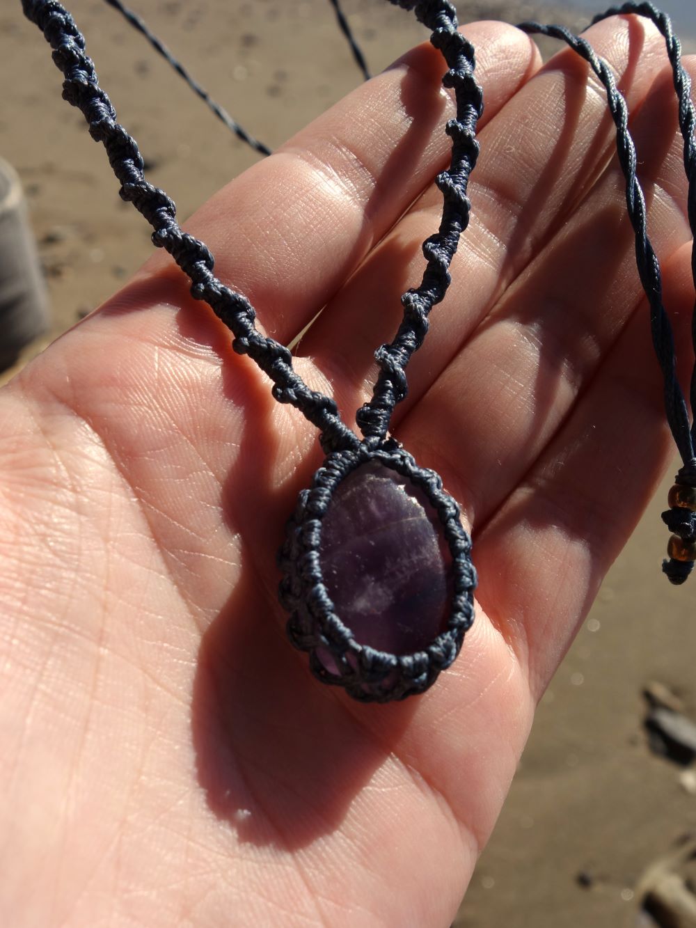 Purple Aura-Χειροποίητο μακραμε κολιε με αμέθυστο - Image 3