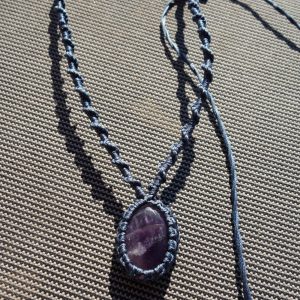 Purple Aura-Χειροποίητο μακραμε κολιε με αμέθυστο