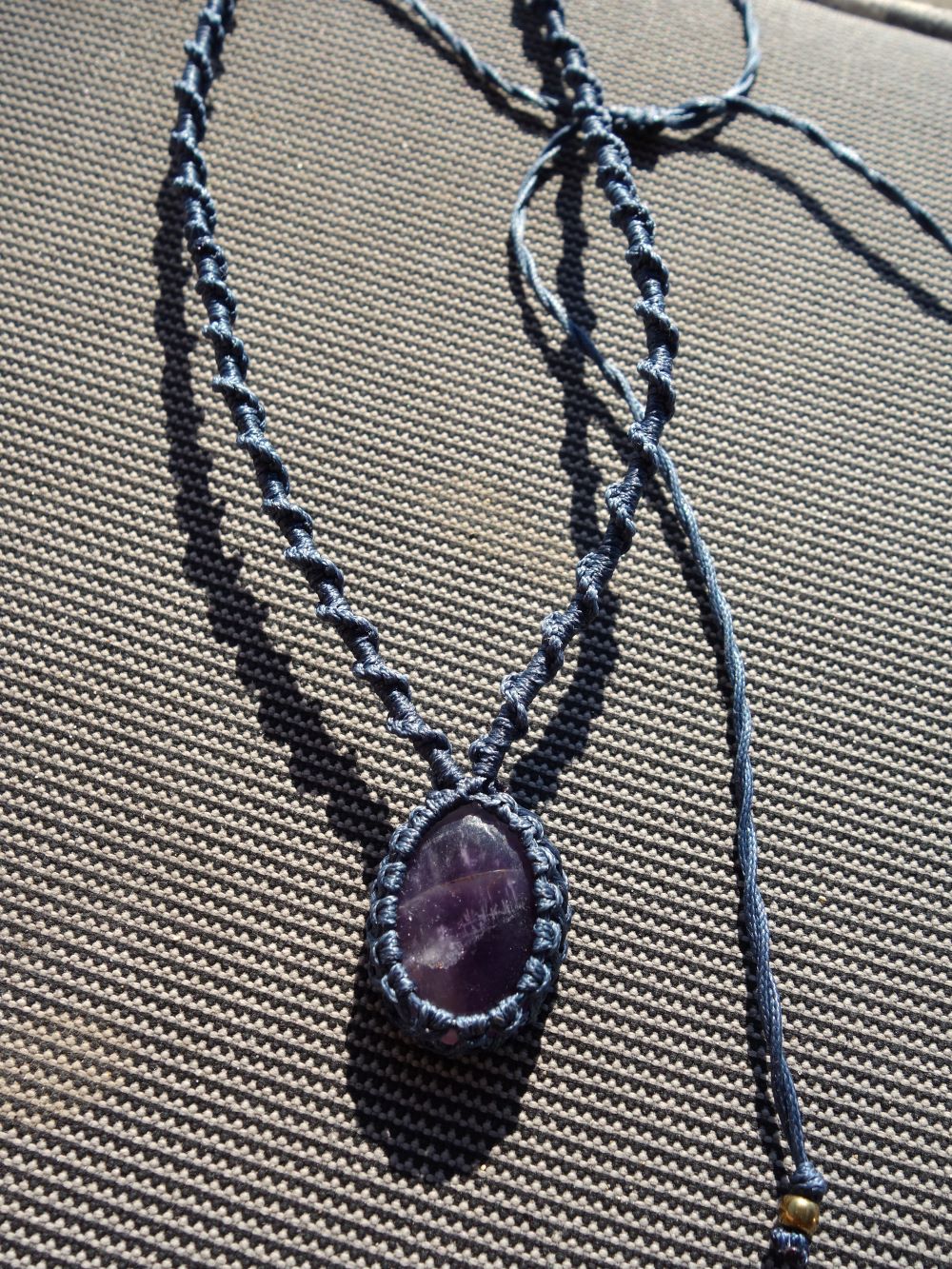 Purple Aura-Χειροποίητο μακραμε κολιε με αμέθυστο