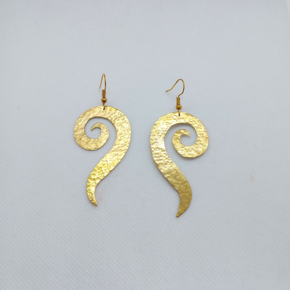 Golden Spiral-Χειροποίητα ορειχάλκινα σφυρήλατα σκουλαρίκια - Image 2