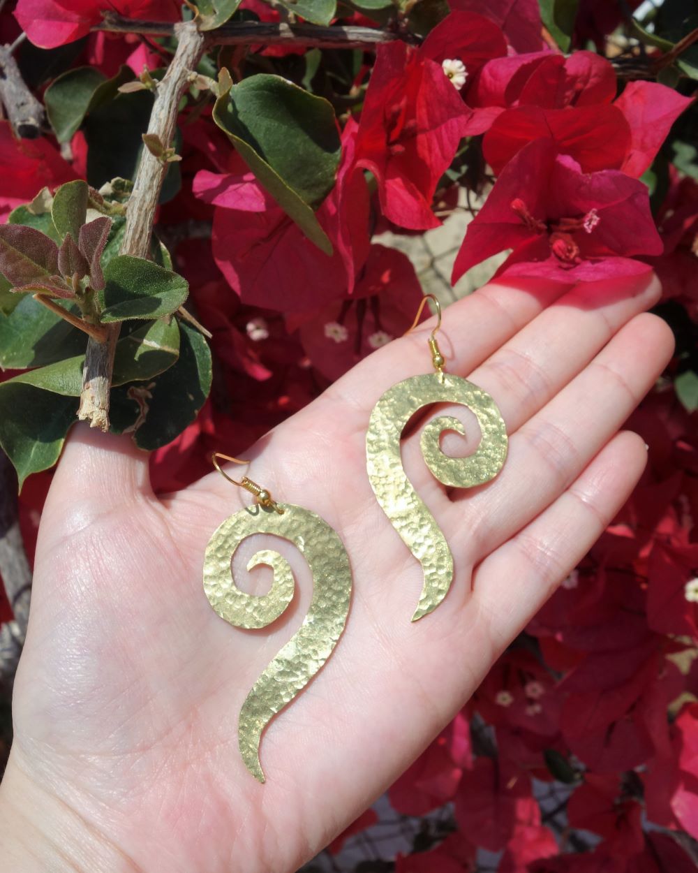 Golden Spiral-Χειροποίητα ορειχάλκινα σφυρήλατα σκουλαρίκια