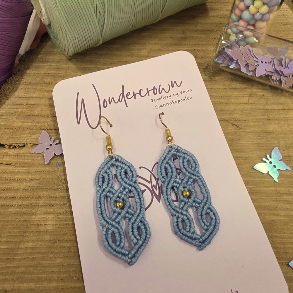Azure Flow – Χειροποίητα μακραμε σκουλαρίκια σε γαλάζια απόχρωση - Image 3