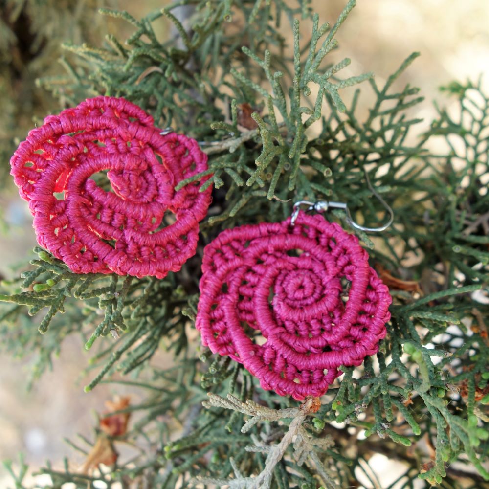 Rose Bloom - Μακραμε Σκουλαρίκια - Image 2