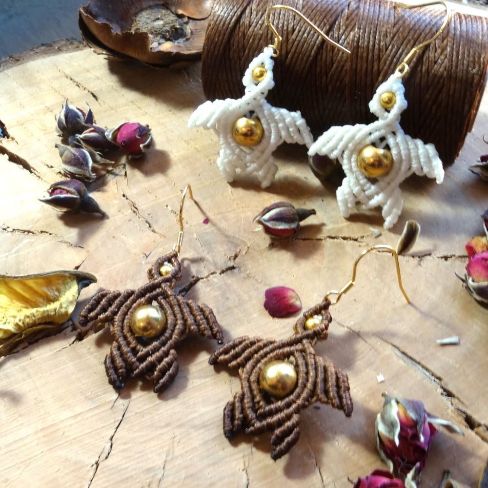 Turtle Glow- Χειροποίητα μακραμε σκουλαρίκια χελώνες - Image 2