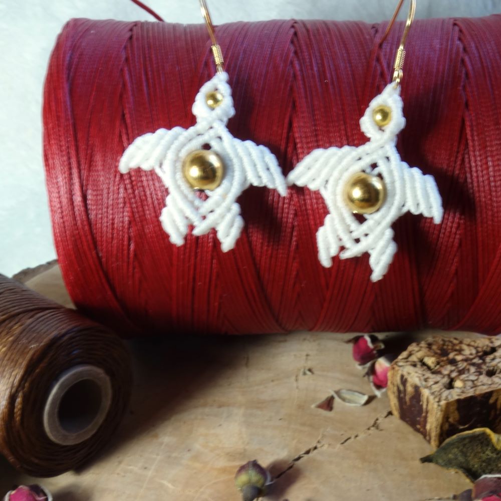 Turtle Glow- Χειροποίητα μακραμε σκουλαρίκια χελώνες - Image 4