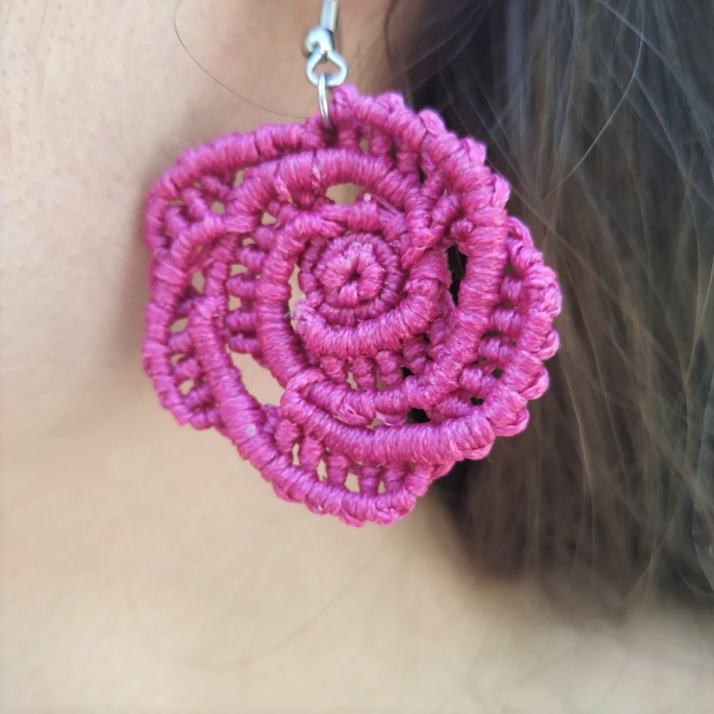 Rose Bloom - Μακραμε Σκουλαρίκια - Image 3