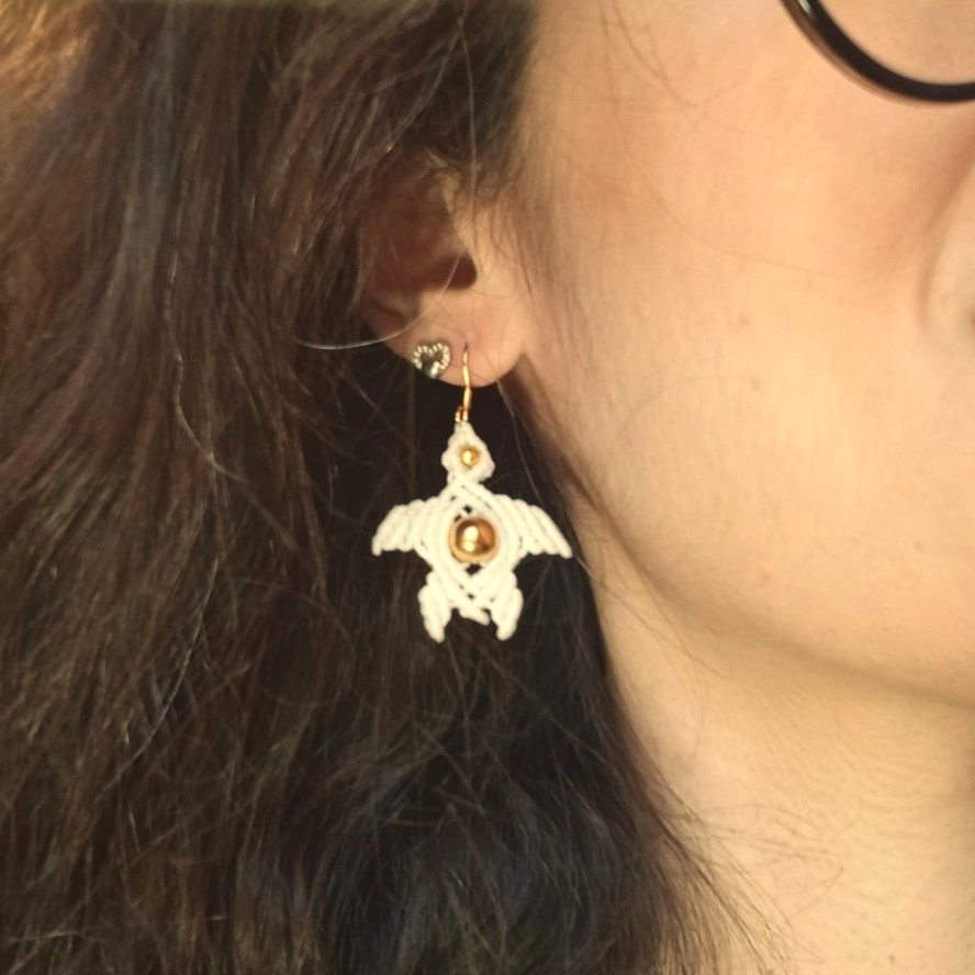 Turtle Glow- Χειροποίητα μακραμε σκουλαρίκια χελώνες - Image 5