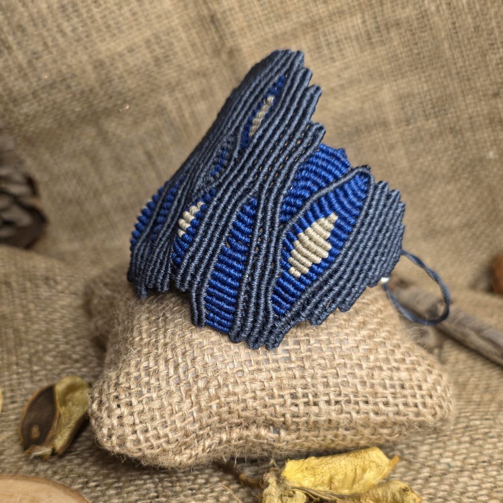 Mystic Eyes - Χειροποίητο μακραμε βραχιόλι σε μπλε και γκρι - Image 6