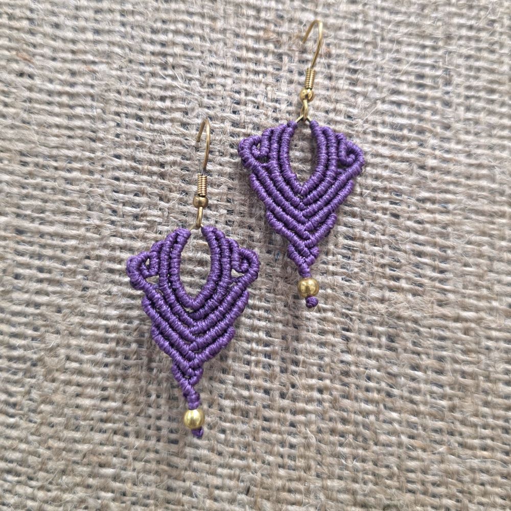 Sacred Lines- Χειροποίητα μακραμε σκουλαρίκια με γεωμετρική πλέξη - Image 4