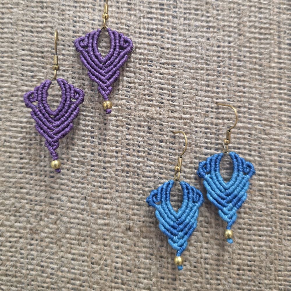 Sacred Lines- Χειροποίητα μακραμε σκουλαρίκια με γεωμετρική πλέξη - Image 2