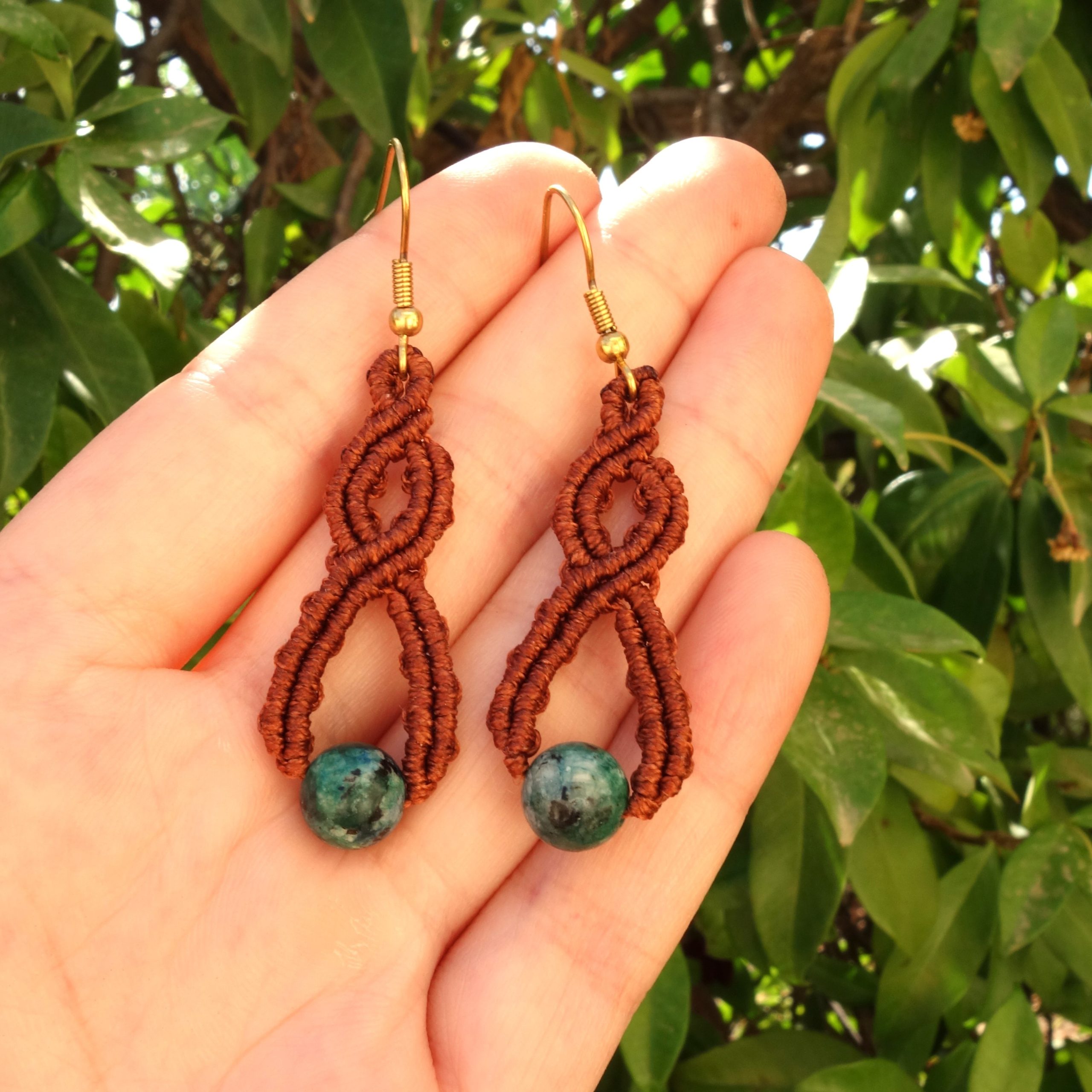 Zoisite Flow - Χειροποίητα μακραμε σκουλαρίκια με φυσική πέτρα - Image 2