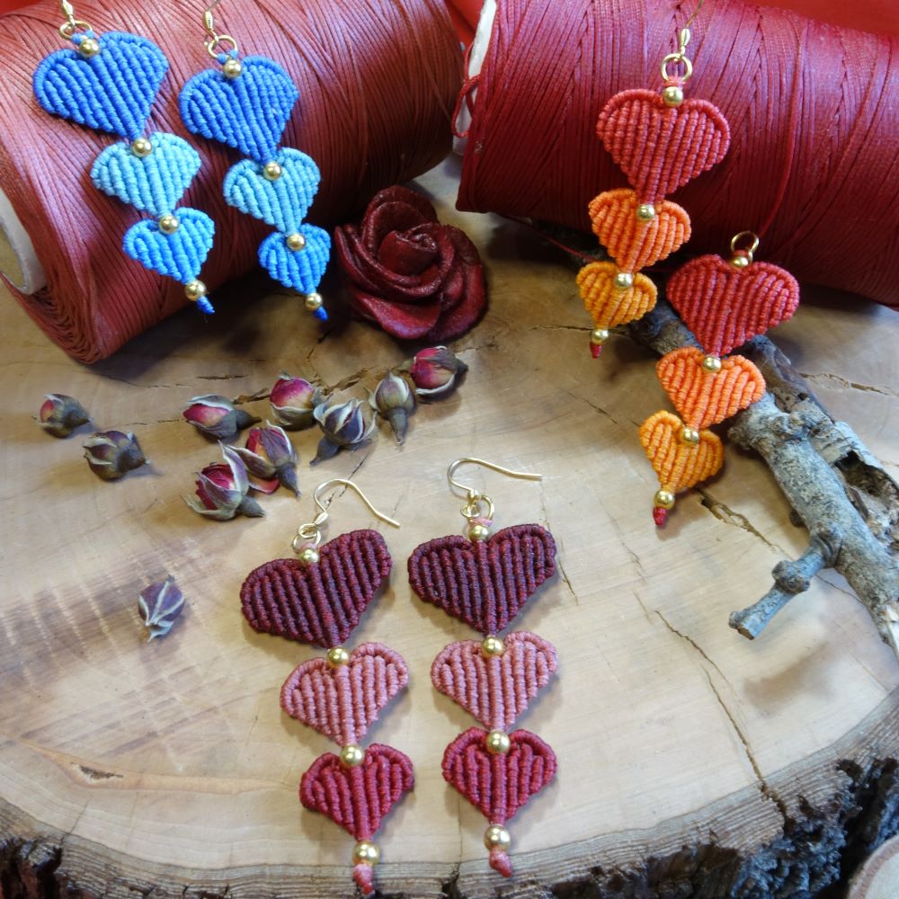 Heartbeat Colors – Χειροποίητα μακραμε σκουλαρίκια καρδιές - Image 2