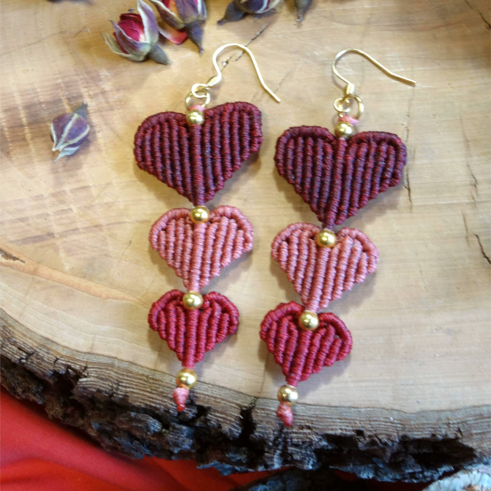 Heartbeat Colors – Χειροποίητα μακραμε σκουλαρίκια καρδιές - Image 6