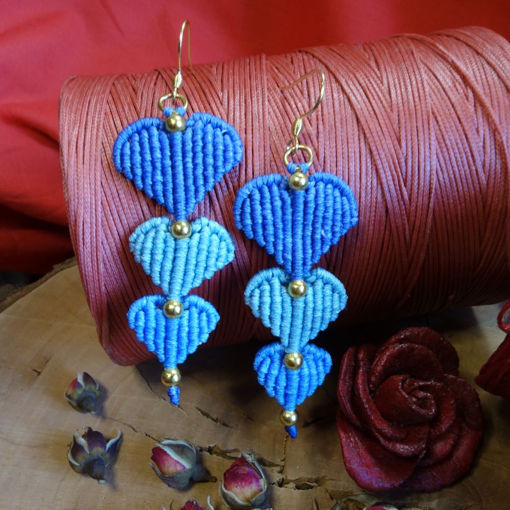 Heartbeat Colors – Χειροποίητα μακραμε σκουλαρίκια καρδιές - Image 5