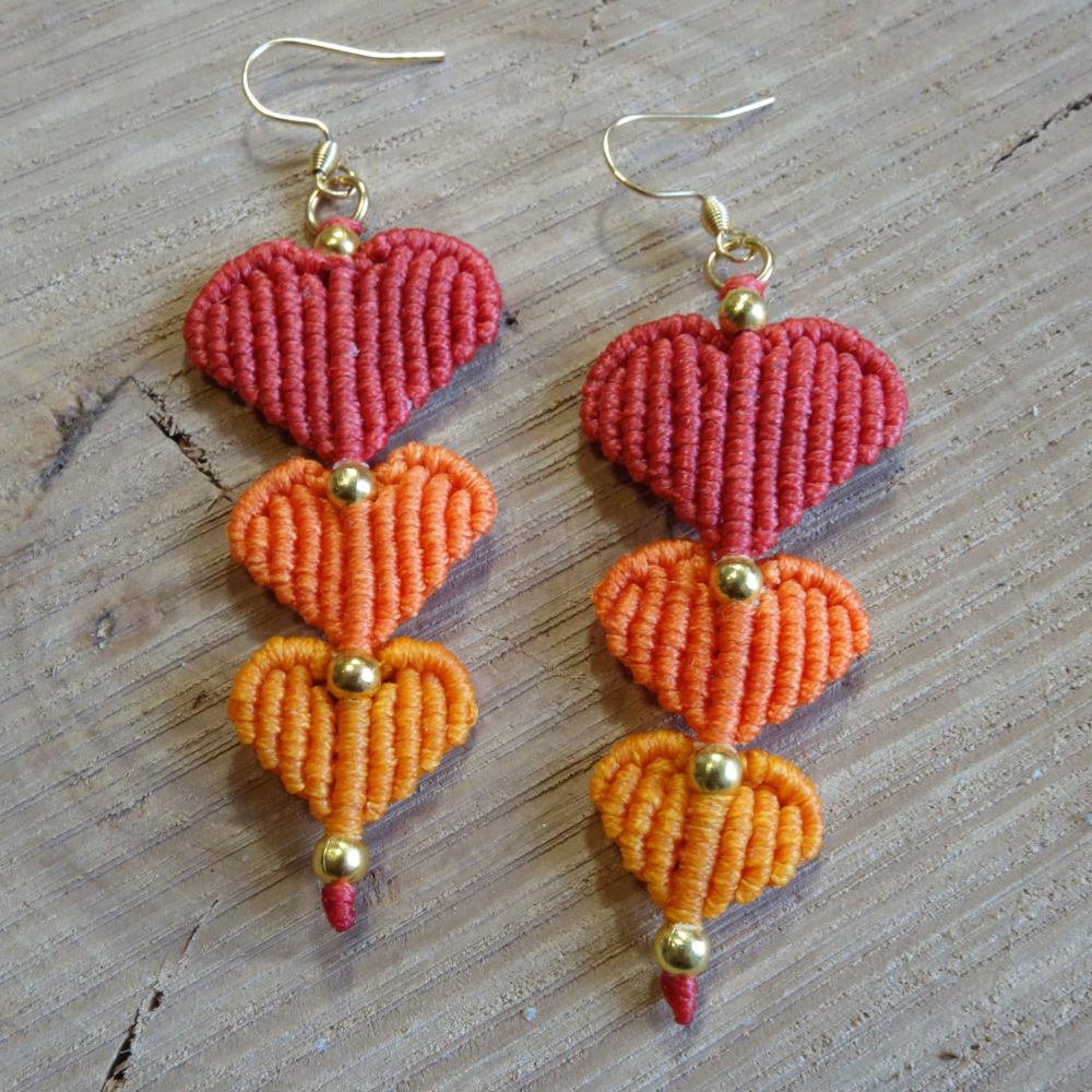 Heartbeat Colors – Χειροποίητα μακραμε σκουλαρίκια καρδιές - Image 4