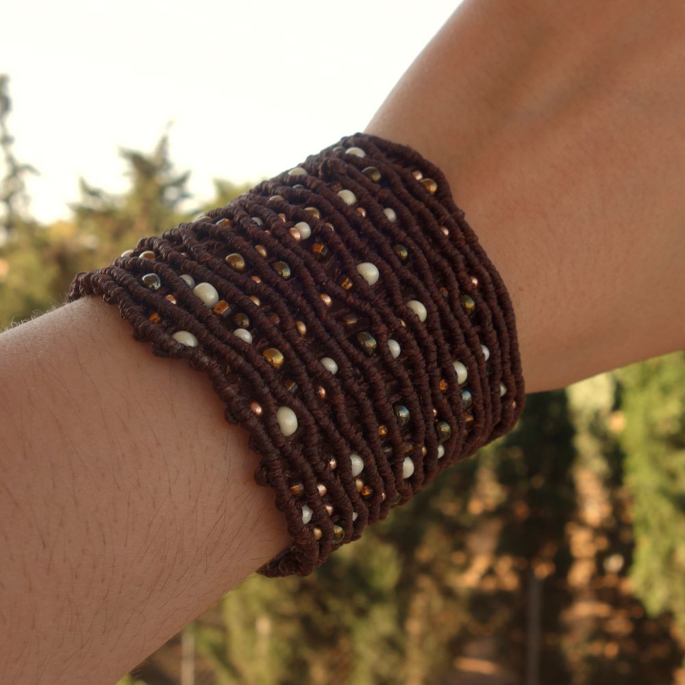 Honeyed Earth- Χειροποίητο μακραμε βραχιόλι σε αφηρημένη σύνθεση - Image 4