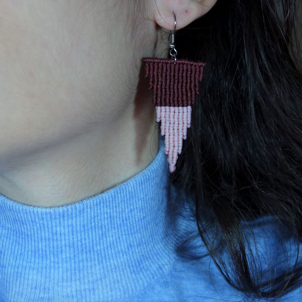 Mystic Pyramid-Χειροποίητα μακραμε σκουλαρίκια πυραμίδα - Image 2