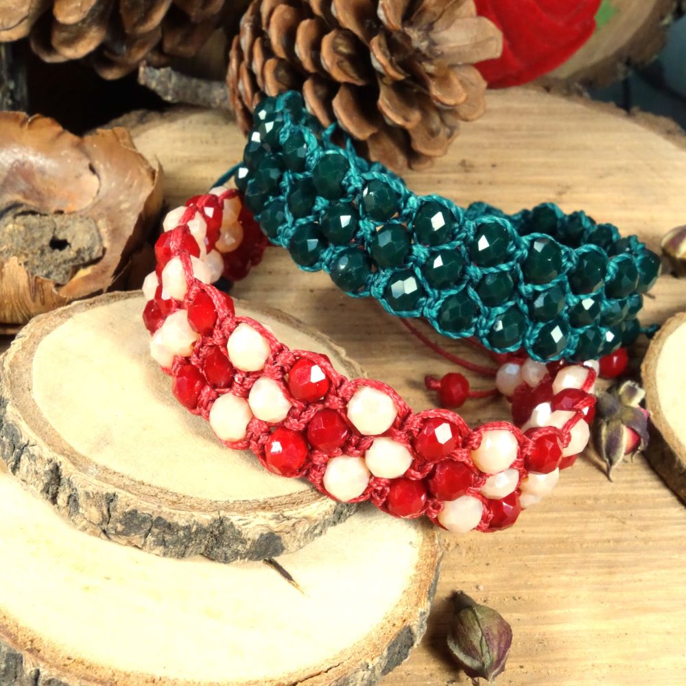 Crystal Weave Bracelets-Χειροποίητα μακραμε βραχιόλια με κρύσταλλα και αυξομείωση - Image 4