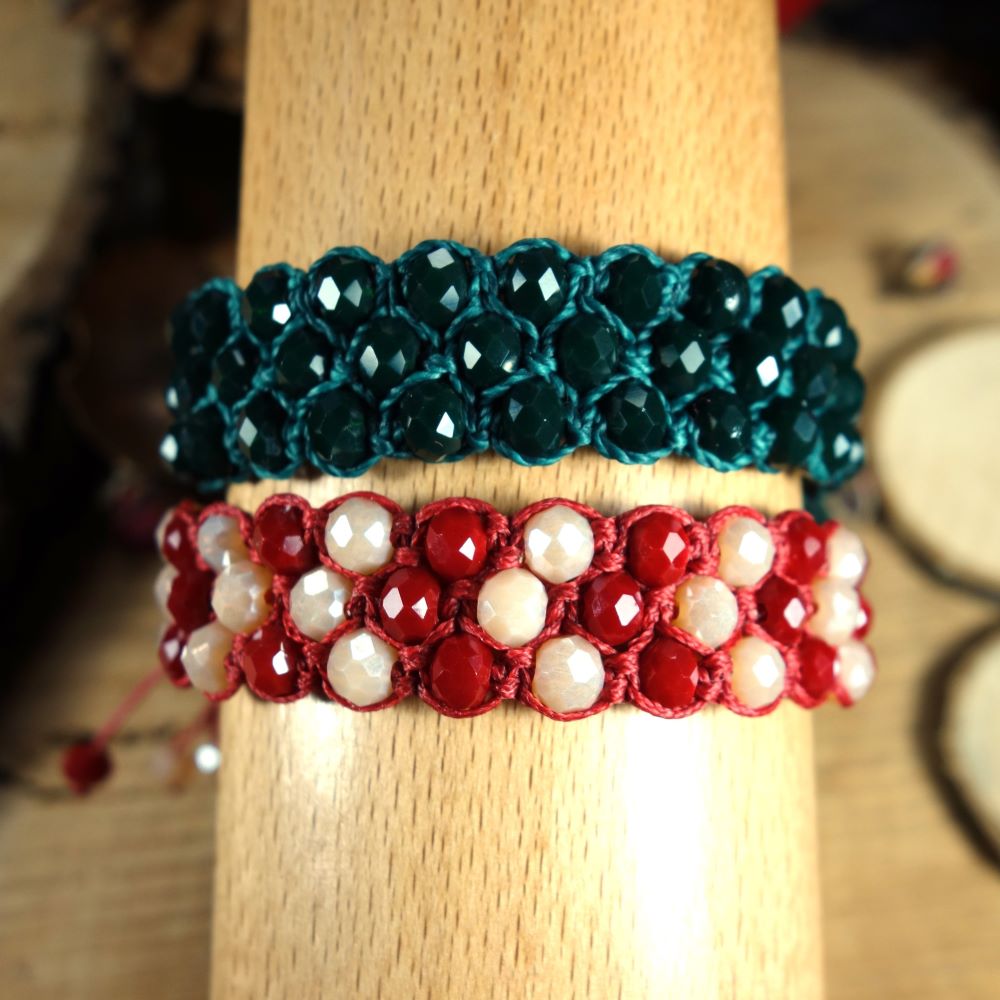 Crystal Weave Bracelets-Χειροποίητα μακραμε βραχιόλια με κρύσταλλα και αυξομείωση - Image 3