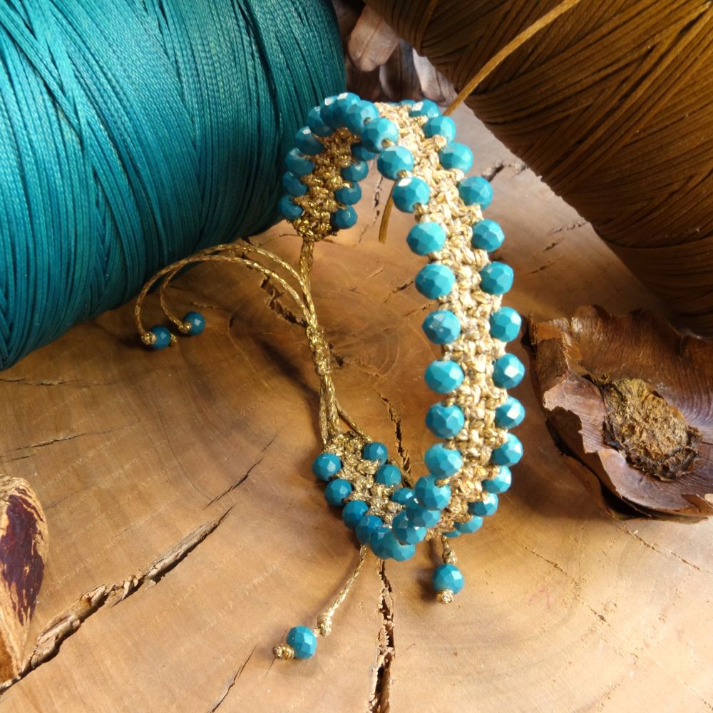 Turquoise Aura- Χειροποίητο μακραμε βραχιόλι με τιρκουάζ χάντρες - Image 2