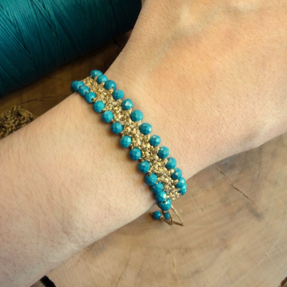 Turquoise Aura- Χειροποίητο μακραμε βραχιόλι με τιρκουάζ χάντρες - Image 5