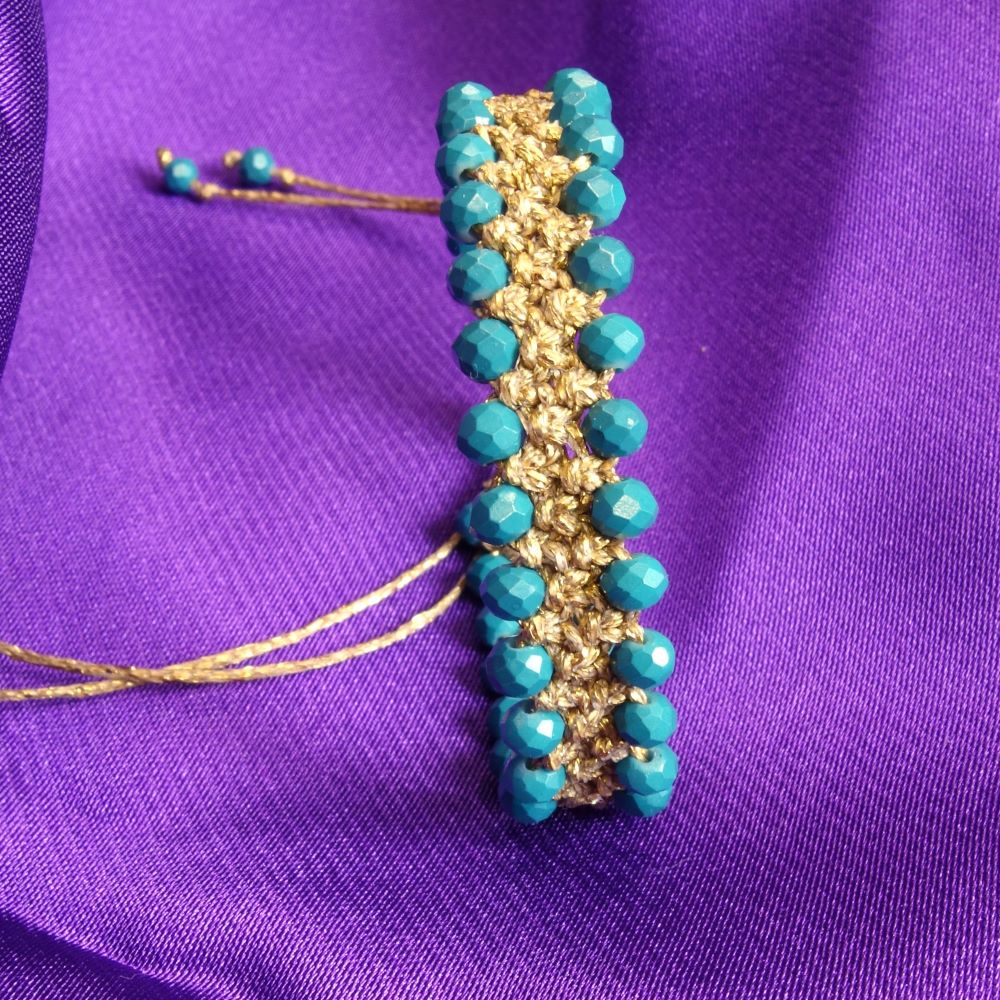 Turquoise Aura- Χειροποίητο μακραμε βραχιόλι με τιρκουάζ χάντρες - Image 3