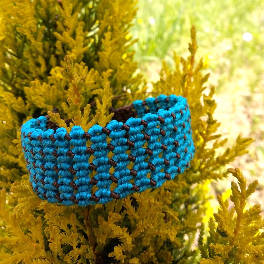 Aqua Spirit- Χειροποίητο μακραμe βραχιόλι σε τιρκουάζ και καφέ - Image 2