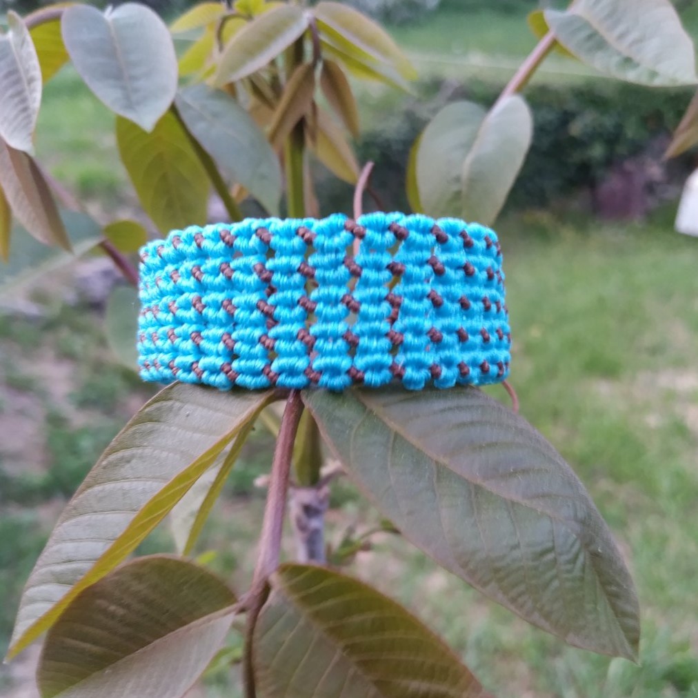 Aqua Spirit- Χειροποίητο μακραμe βραχιόλι σε τιρκουάζ και καφέ - Image 4