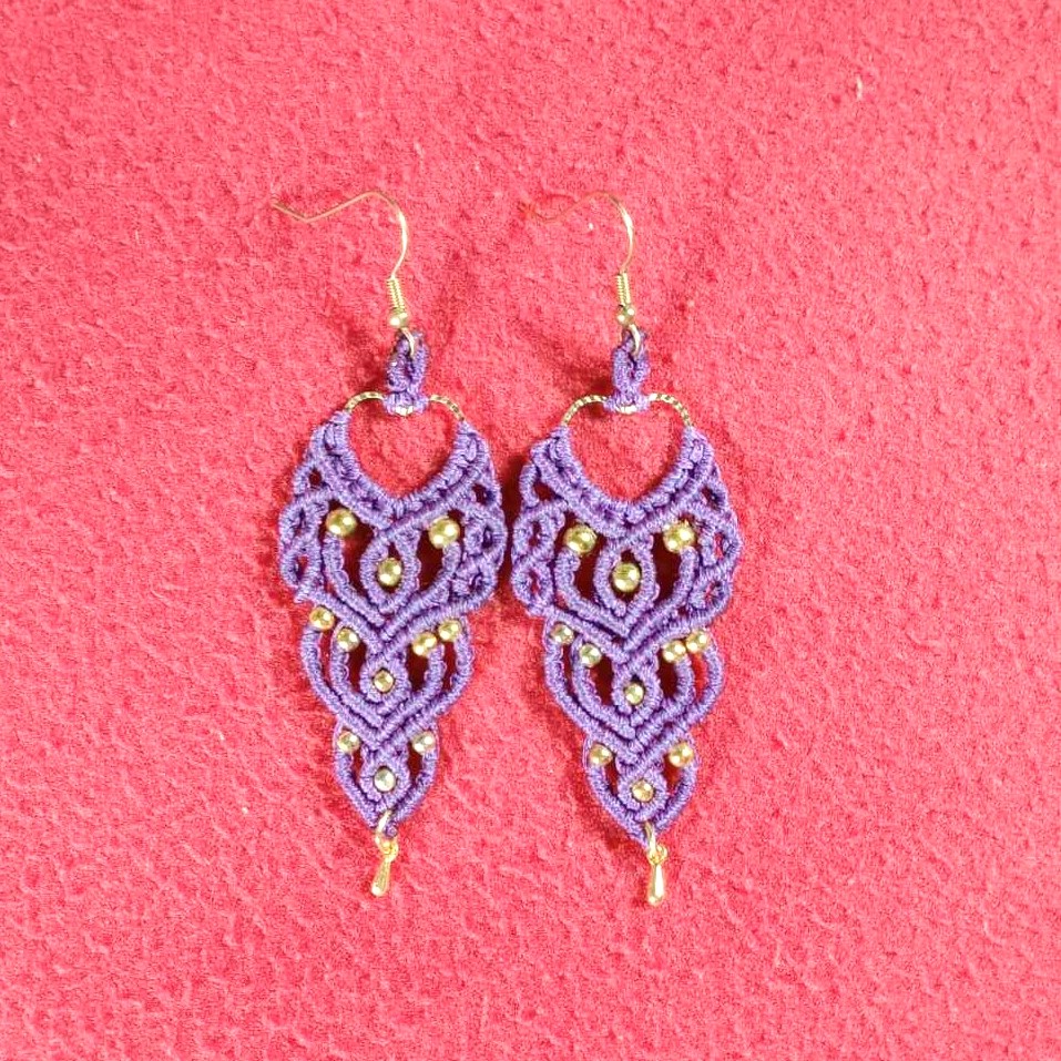 Purple Weave-Χειροποίητα μακραμε σκουλαρίκια σε μωβ απόχρωση - Image 3