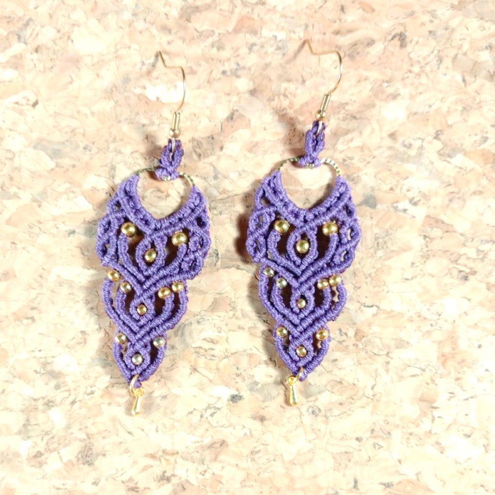 Purple Weave-Χειροποίητα μακραμε σκουλαρίκια σε μωβ απόχρωση - Image 2