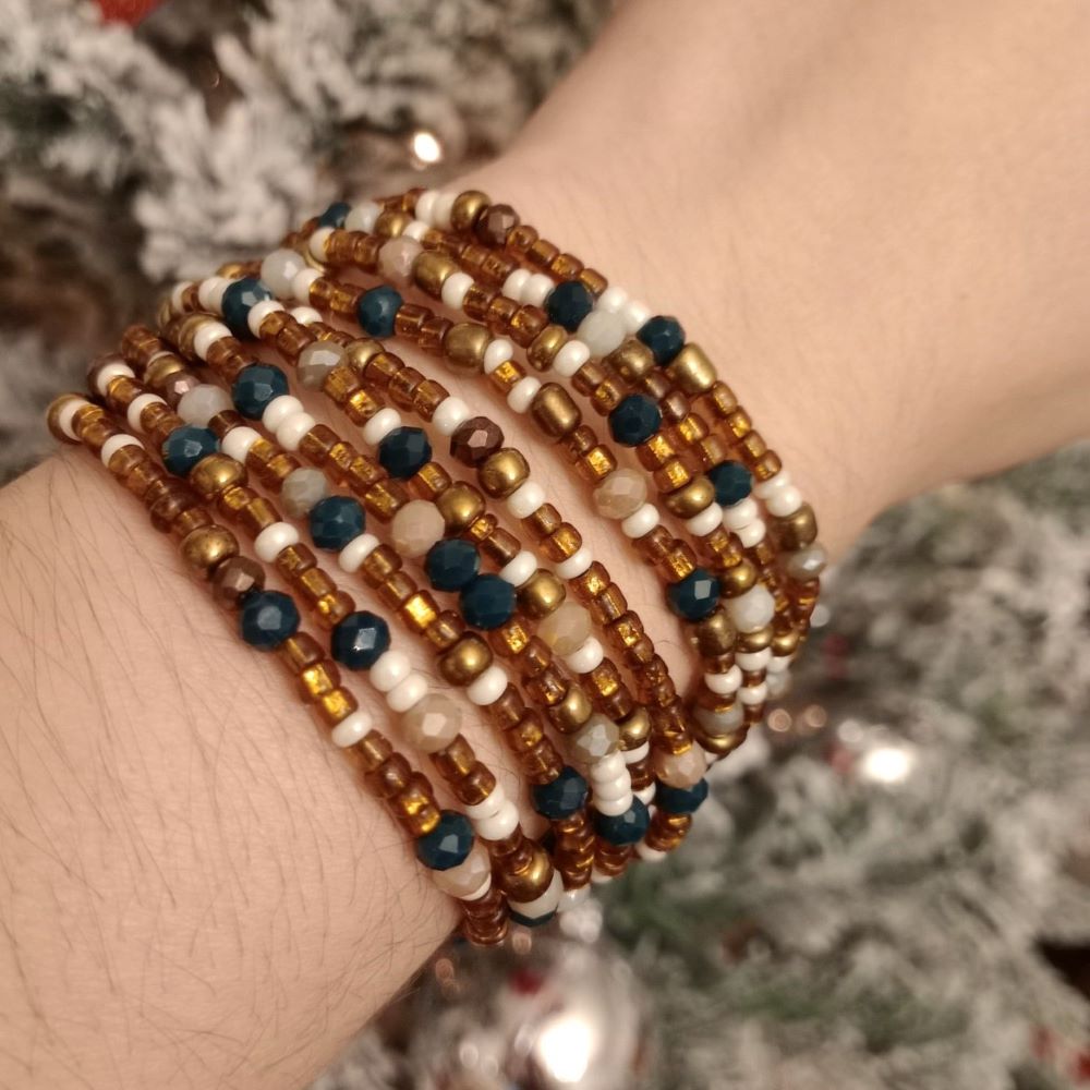 Winter Glow Wraps- Χειροποίητα πολύσειρα βραχιόλια με χάντρες - Image 3