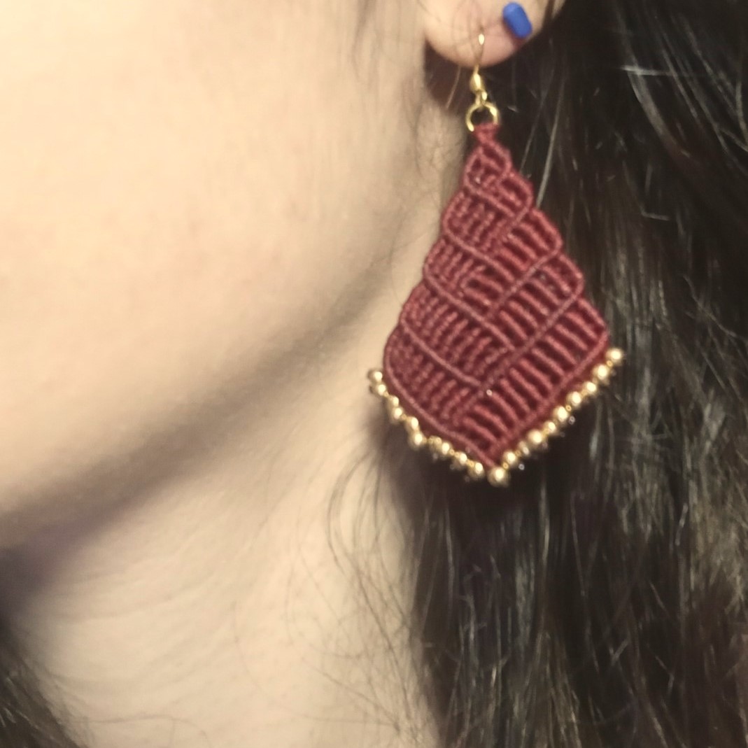 Weave Geometry Earrings – Χειροποίητα μακραμε σκουλαρίκια με γεωμετρική πλέξη - Image 5