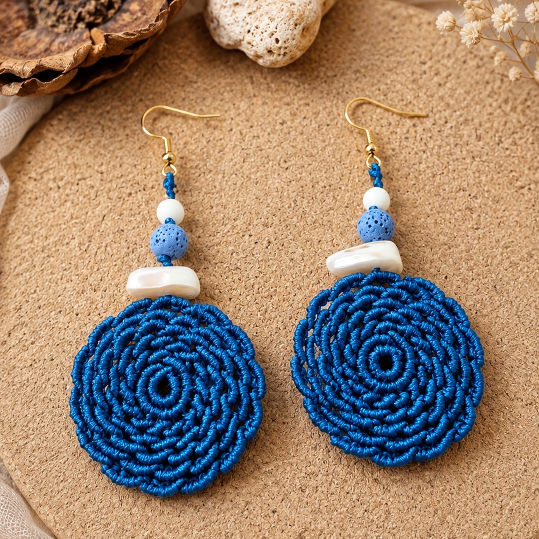 Selene Macramé Earrings | Χειροποίητα Μακραμέ Σκουλαρίκια με Ημιπολύτιμες Πέτρες - Image 3